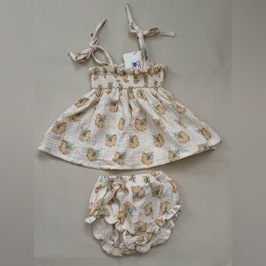 Wild Wawa Smock Set In Lemon Rose 12-18M NWT